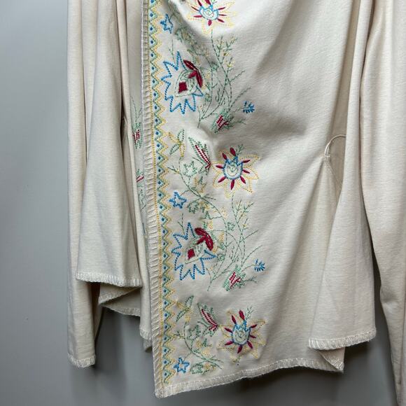 Sundance 100% Cotton Tie Front Cardigan Floral Embroidery Size L Boho Peasant - Picture 4 of 10
